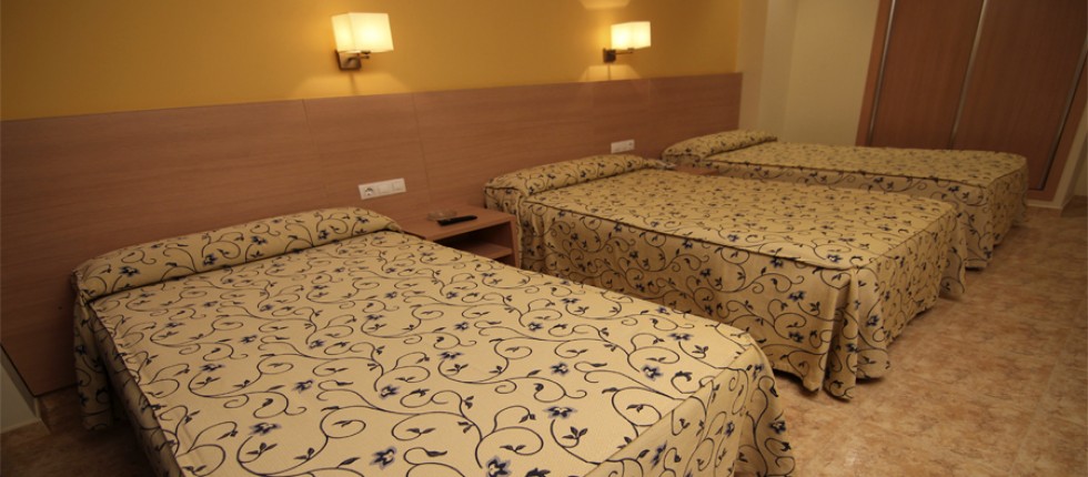 Ideal para familias numerosas o grupos. Combinación de una habitación doble de cama matrimonial y una habitación triple con tres camas individuales.